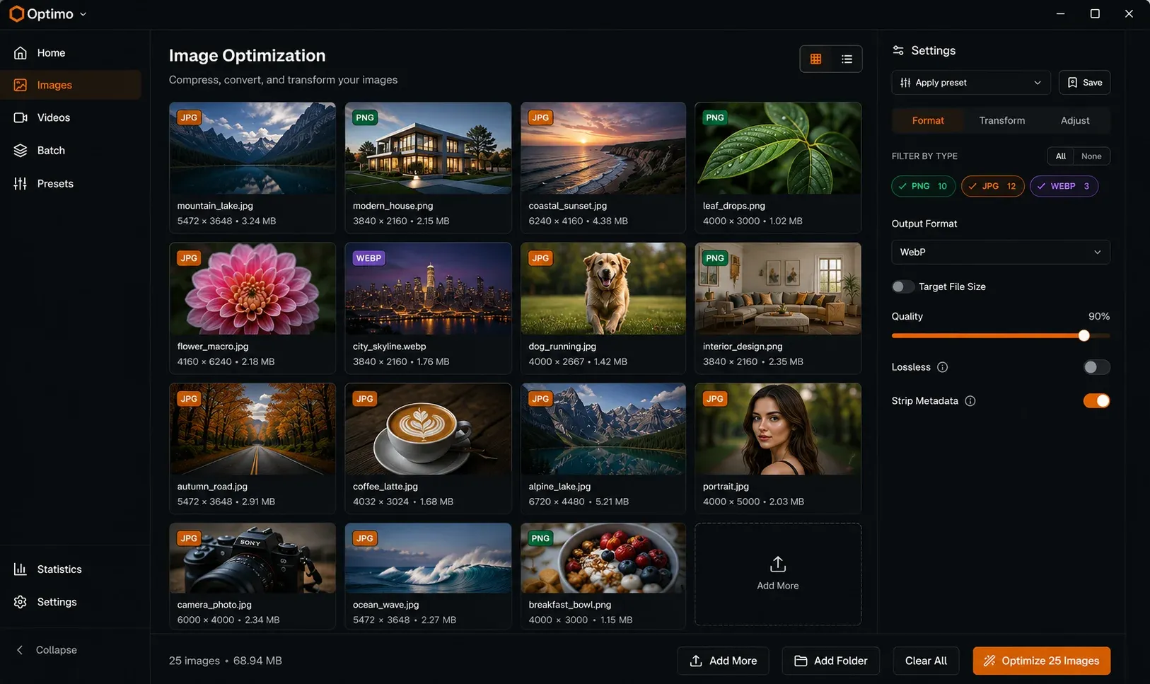 Optimo Images view