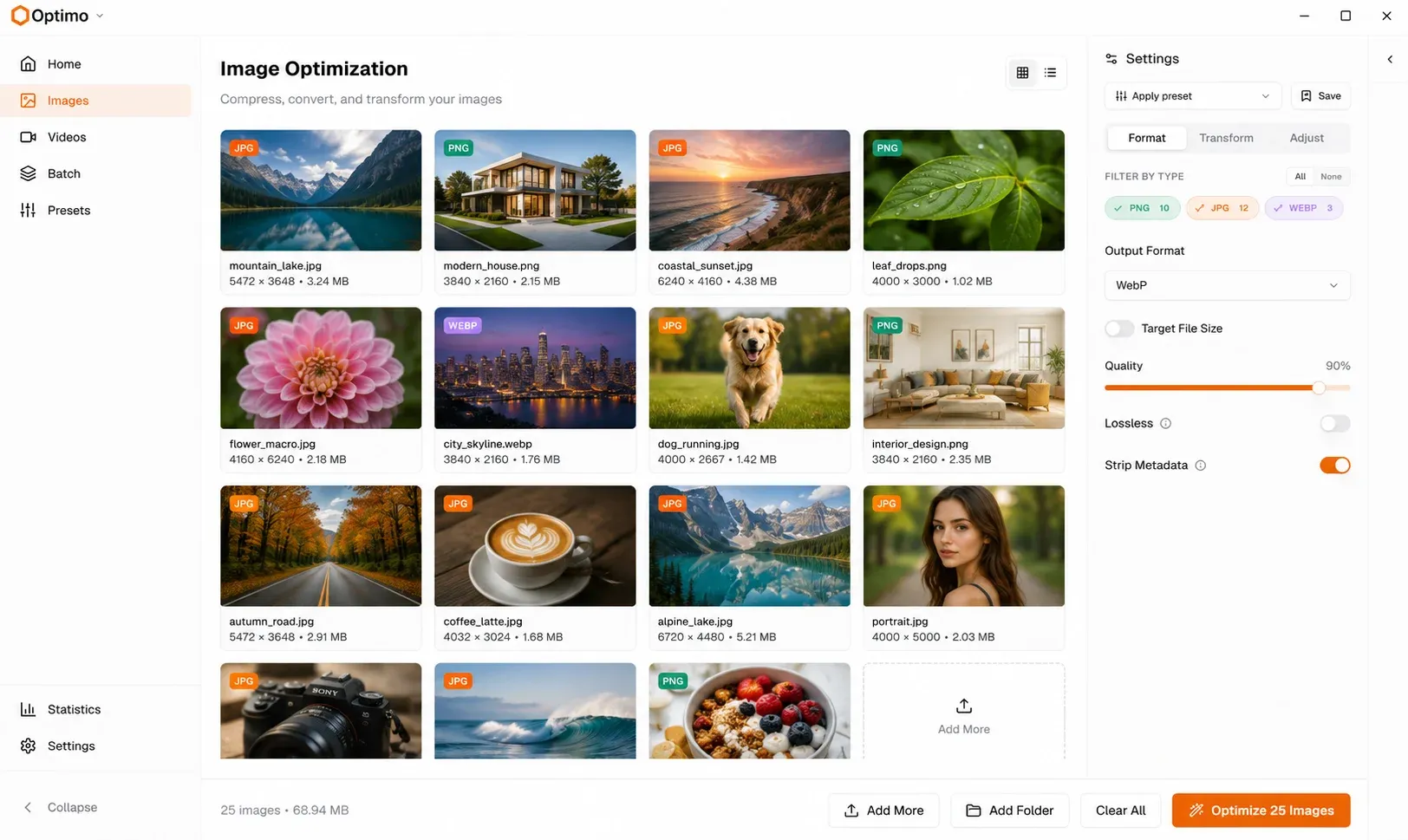 Optimo Images view
