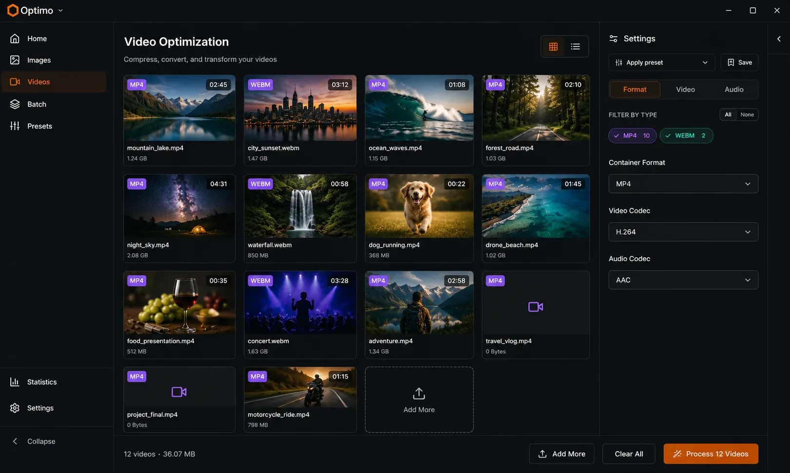 Optimo Video view